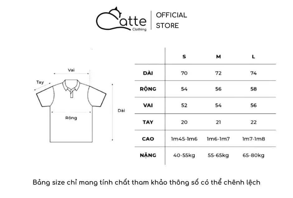 Bảng Size Áo Polo Nam Nữ Basic Form Rộng Chính Hãng