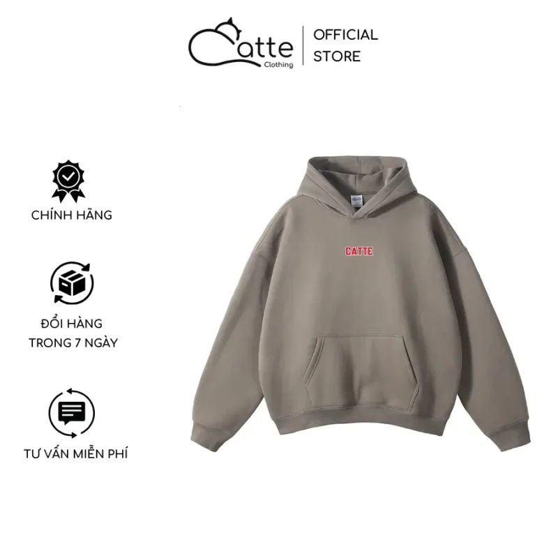 Áo Hoodie Nam Nữ Catte Clothing R1 Màu Nâu