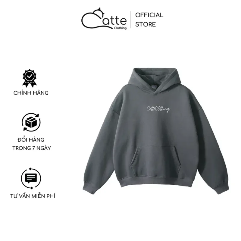 Áo Hoodie Nam Nữ Catte Clothing ST3 Màu Ghi Xám