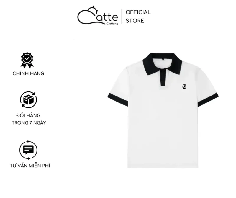 Áo Polo Nam Nữ Catte Clothing Màu Trắng