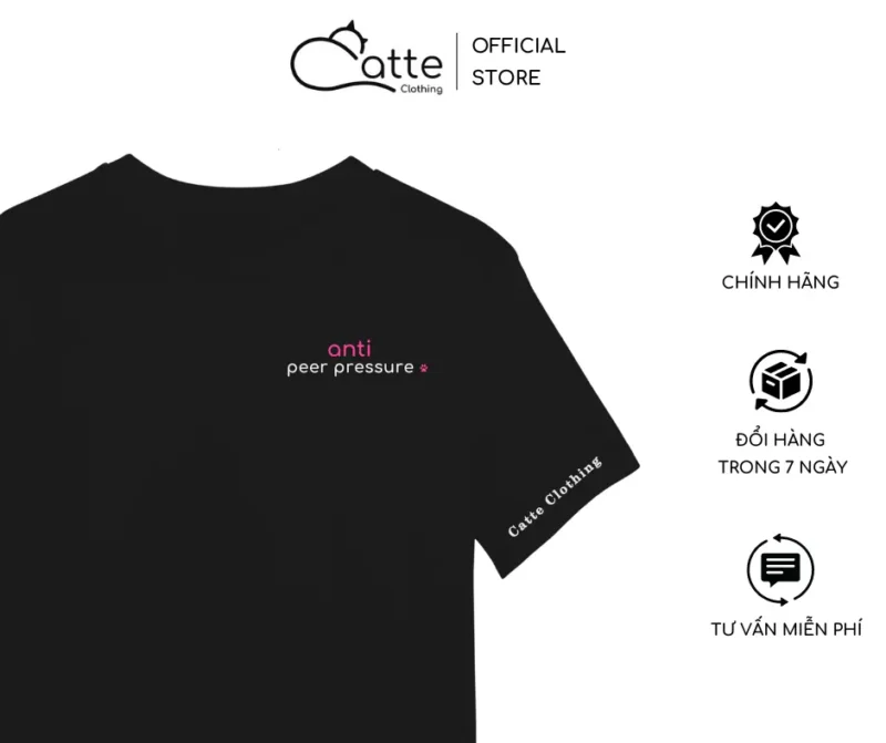 Áo Thun Nam Nữ Catte Clothing Anti Peer Pressure Màu Đen