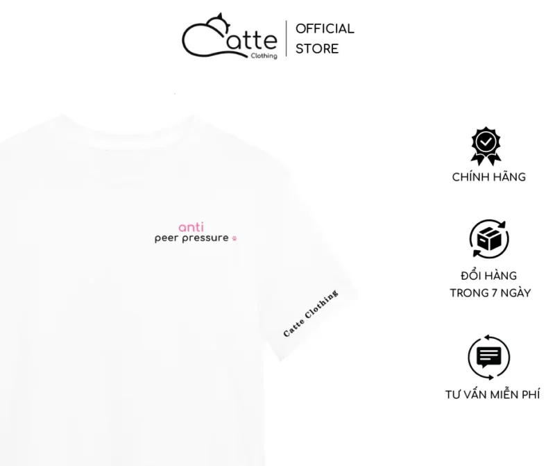 Áo Thun Nam Nữ Catte Clothing Anti Peer Pressure Màu Trắng