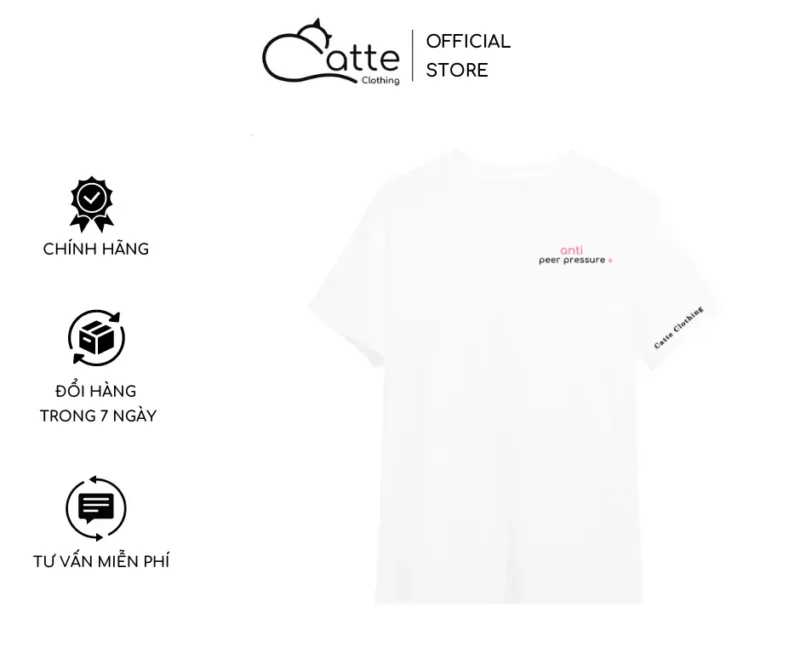 Áo Thun Nam Nữ Catte Clothing Anti Peer Pressure Màu Trắng