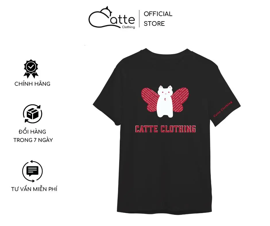 Áo Thun Nam Nữ Catte Clothing Butterfly Cat Form Rộng Màu Đen