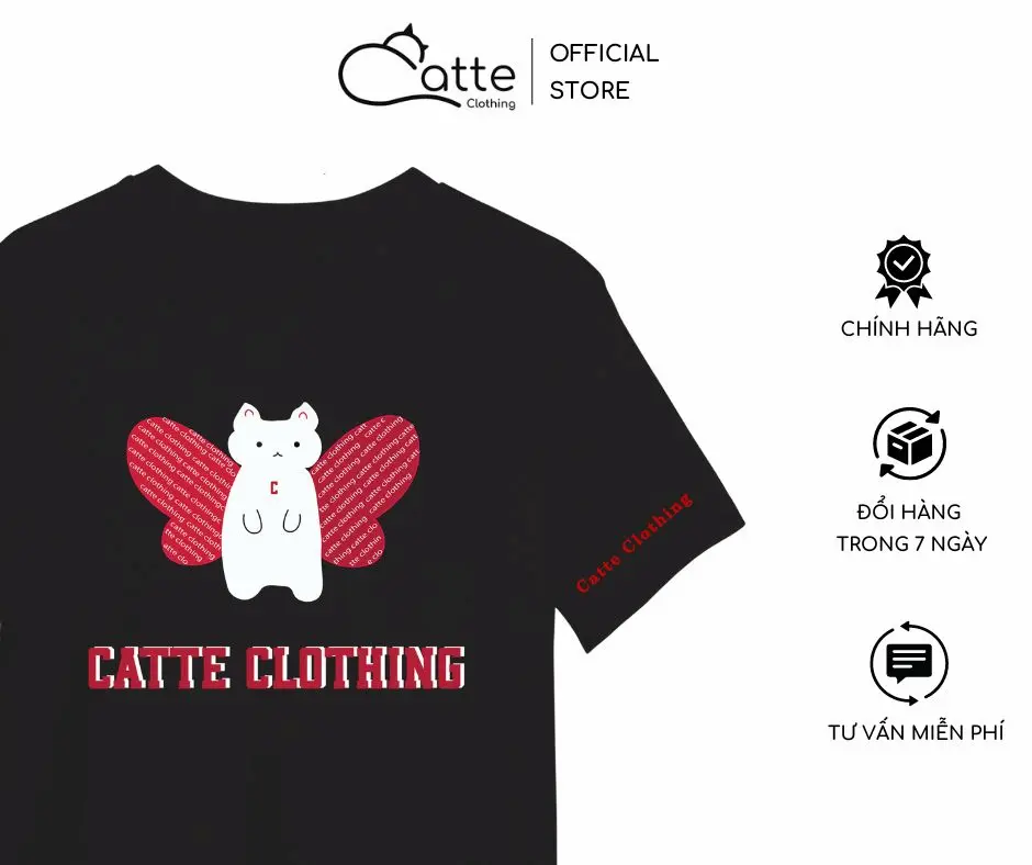 Áo Thun Nam Nữ Catte Clothing Butterfly Cat Form Rộng Màu Đen