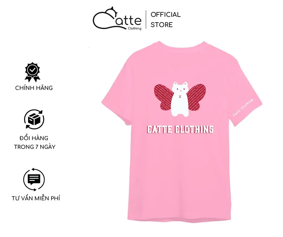 Áo Thun Nam Nữ Catte Clothing Butterfly Cat Form Rộng Màu Hồng