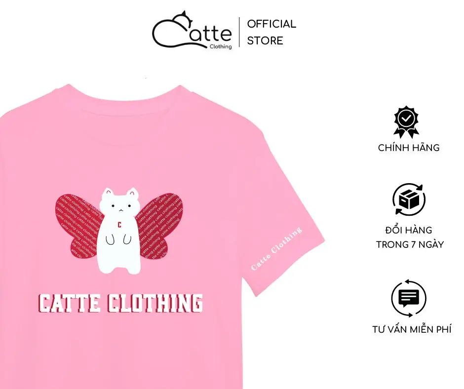 Áo Thun Nam Nữ Catte Clothing Butterfly Cat Form Rộng Màu Hồng