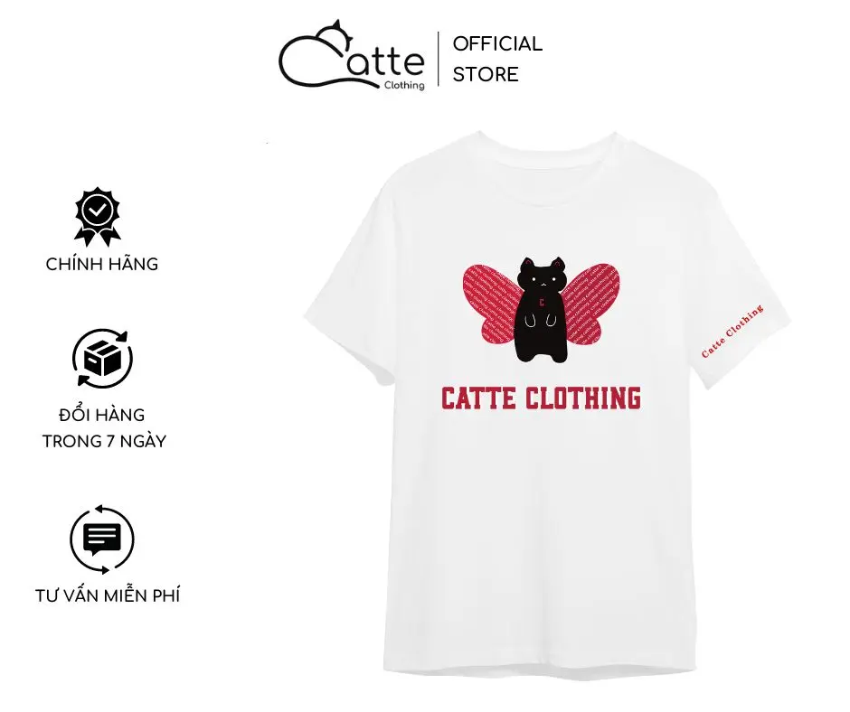 Áo Thun Nam Nữ Catte Clothing Butterfly Cat Form Rộng Màu Trắng