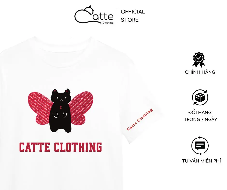 Áo Thun Nam Nữ Catte Clothing Butterfly Cat Form Rộng Màu Trắng