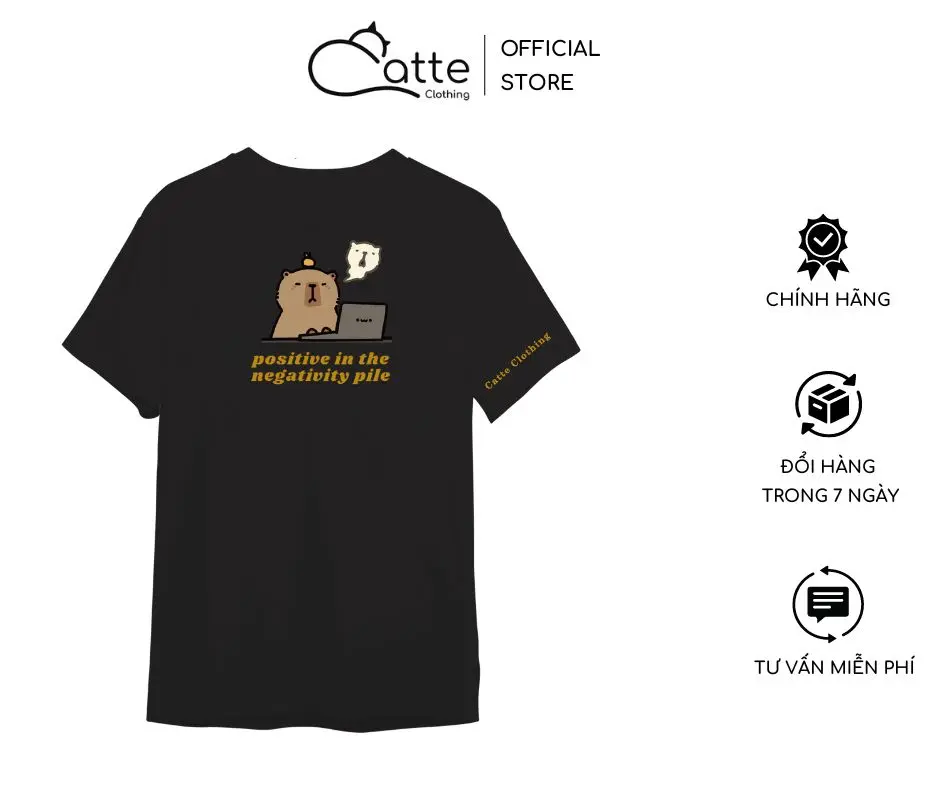 Áo Thun Nam Nữ Catte Clothing Capybara Form Rộng Màu Đen