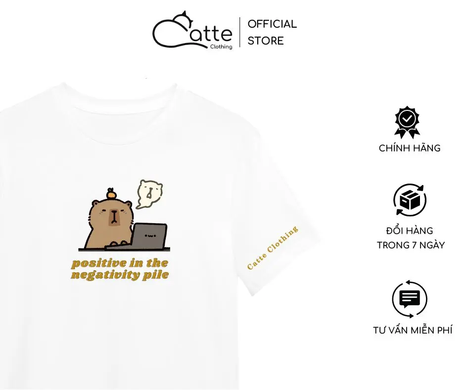 Áo Thun Nam Nữ Catte Clothing Capybara Form Rộng Màu Trắng