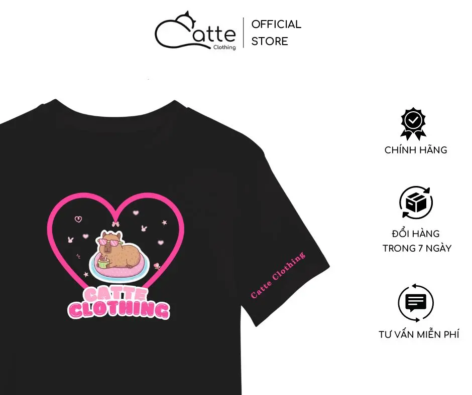 Áo Thun Nam Nữ Catte Clothing Capybara Pink Form Rộng Màu Đen