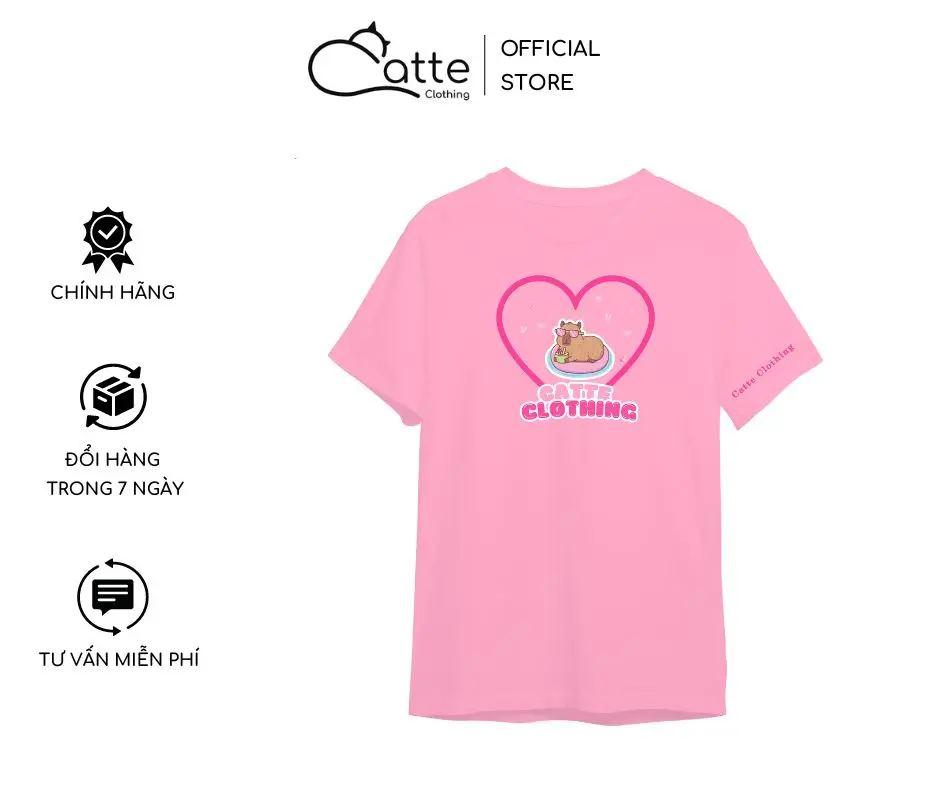 Áo Thun Nam Nữ Catte Clothing Capybara Pink Form Rộng Màu Hồng