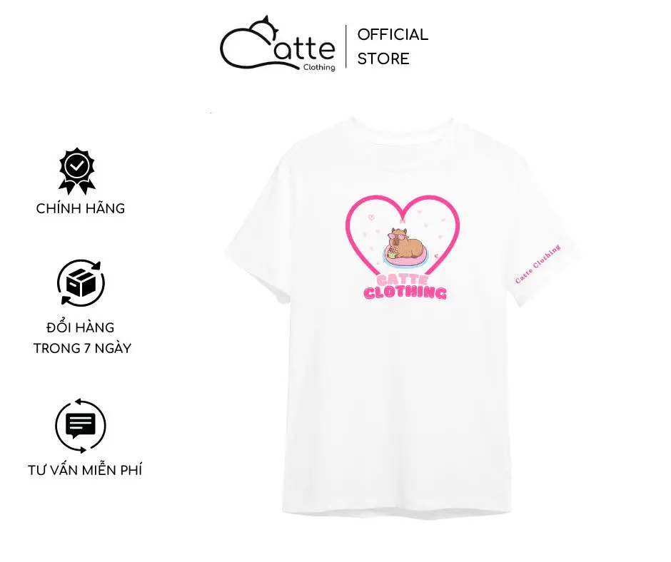 Áo Thun Nam Nữ Catte Clothing Capybara Pink Form Rộng Màu Trắng