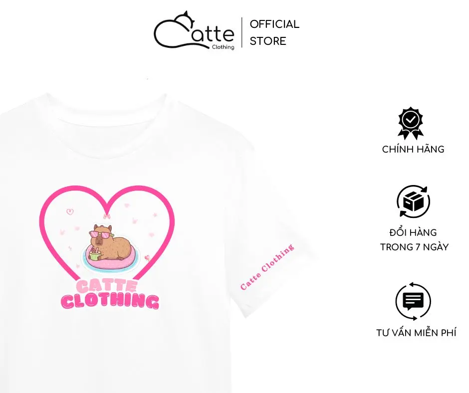 Áo Thun Nam Nữ Catte Clothing Capybara Pink Form Rộng Màu Trắng