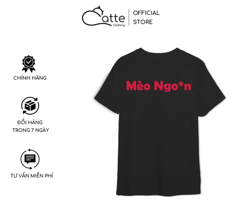 Áo Thun Nam Nữ Catte Clothing Mèo Ngoan Form Rộng Màu Đen