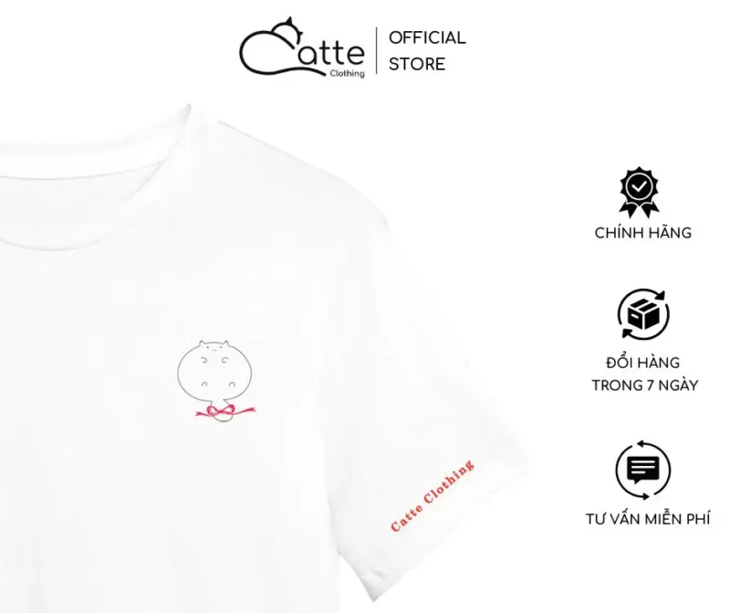 Áo Thun Nam Nữ Catte Clothing Mèo Ngoan Form Rộng Màu Trắng