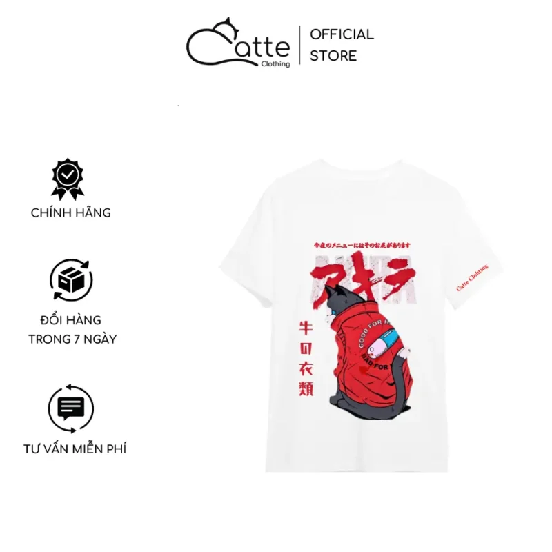 Áo Thun Nam Nữ Catte Clothing Mèo Red Jan Màu Trắng