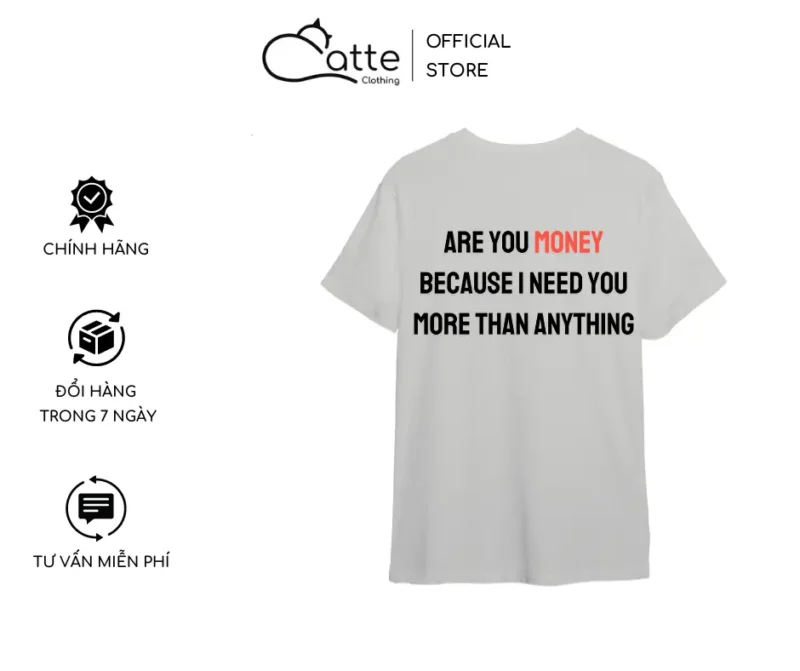 Áo Thun Nam Nữ Catte Clothing No Money No Life Màu Xám