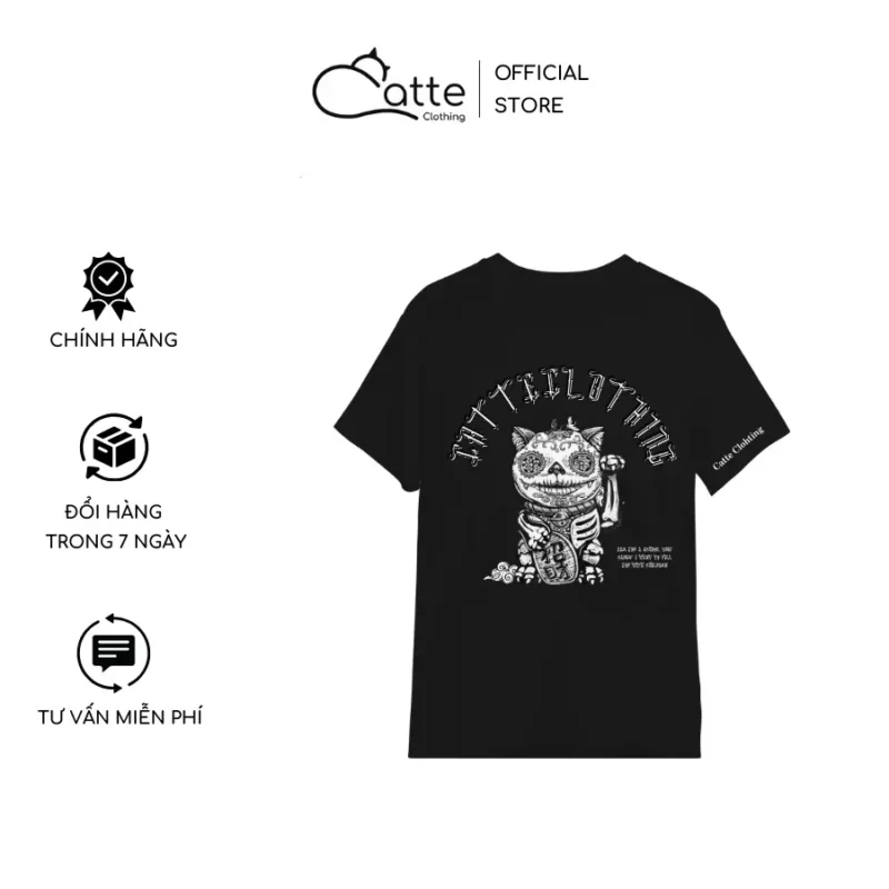 Áo Thun Nam Nữ Catte Clothing Punk Cat Màu Đen