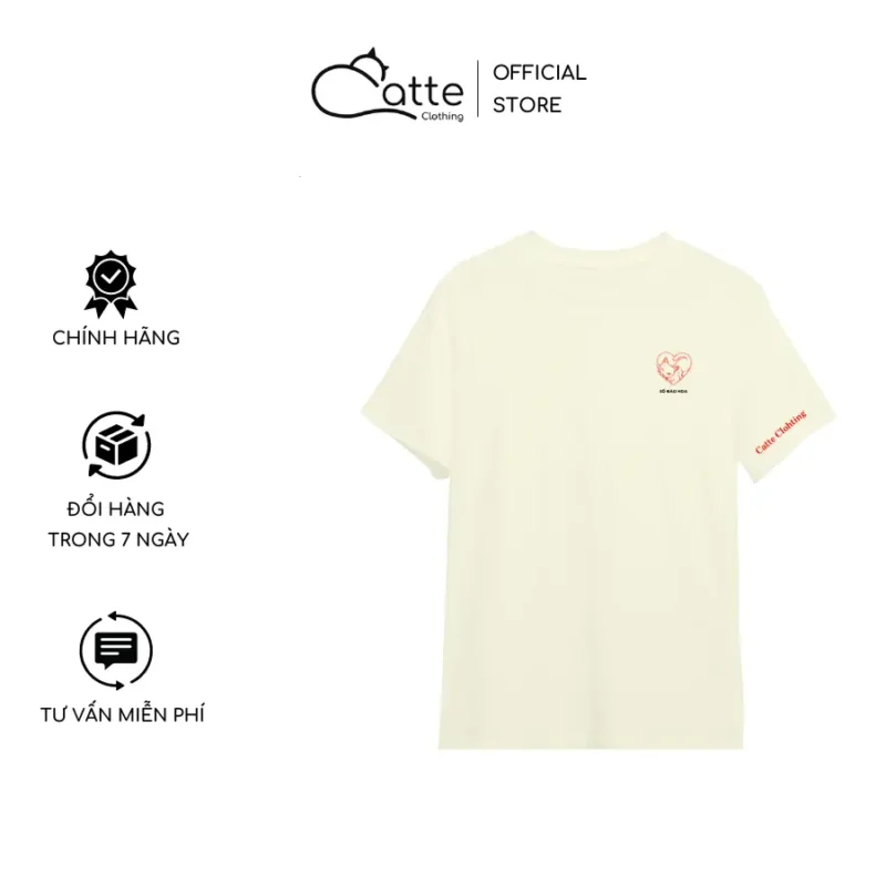 Áo Thun Nam Nữ Catte Clothing Số Đào Hoa Màu Kem