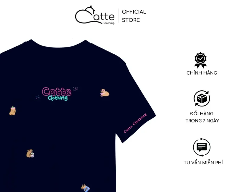 Áo Thun Nam Nữ Catte Clothing Sticker Capybara Màu Xanh