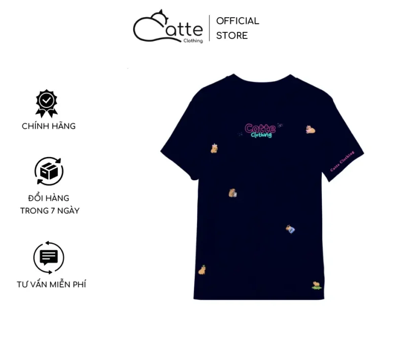 Áo Thun Nam Nữ Catte Clothing Sticker Capybara Màu Xanh