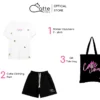 Combo 2 - Áo Quần Thun - Túi Tote Màu Đen Chữ Hồng Catte Clothing